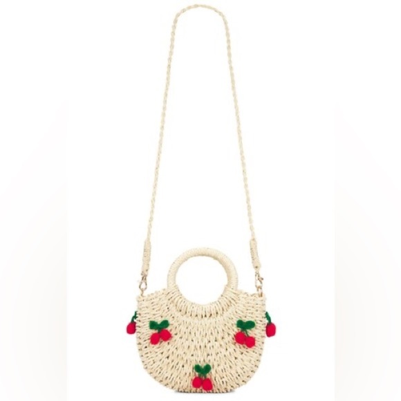 REVOLVE Handbags - REVOLVE Cream and Red Mini Bag with Whimsical Fruit Design